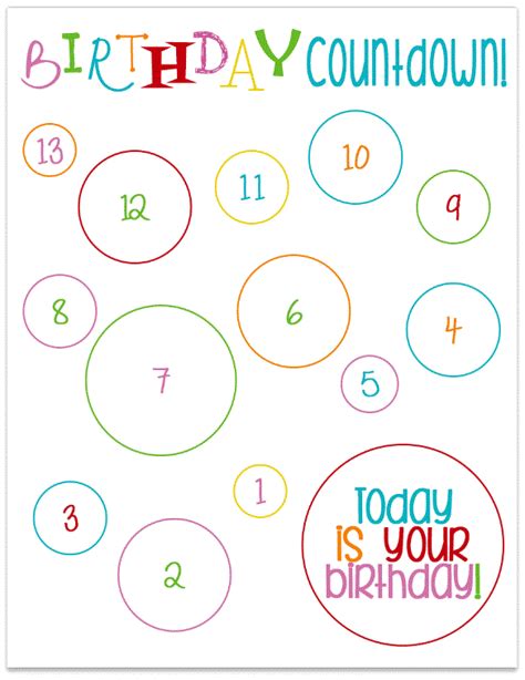 Birthday Calendar Countdown Printable Printable Word Searches