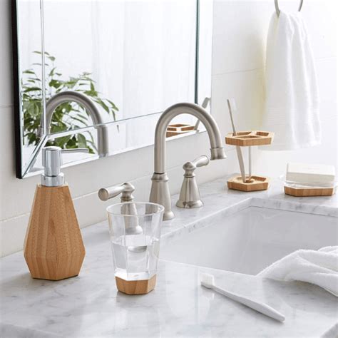 Since an outdated vanity can age the entire look of your bathroom, changing your bathroom cabinets can have a big impact. Amazon: 5-Piece Bamboo Bathroom Vanity Accessories Set ...