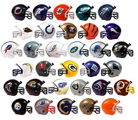 Complete Set Of 14 Vintage Plastic Nfl Mini Football Helmets From