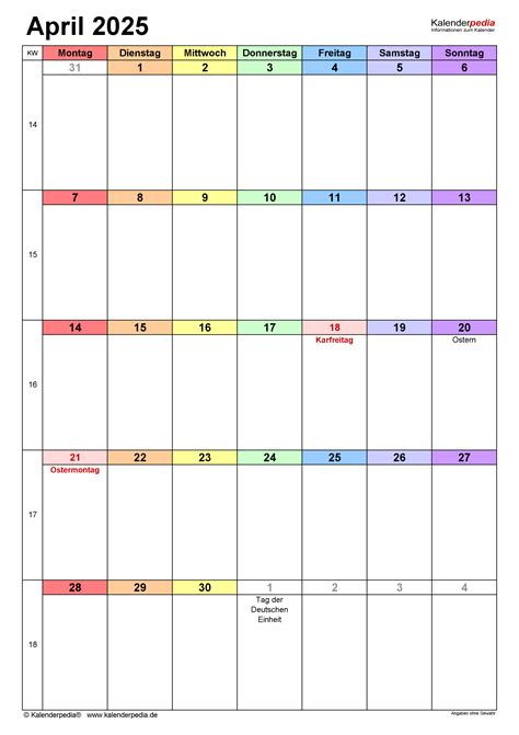 Kalender April 2025 Als Pdf Vorlagen