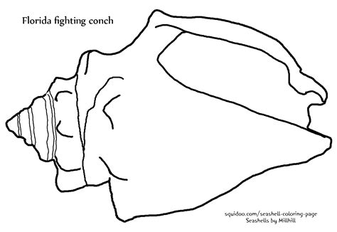 Seashells By MillhillFighting Conch Seashell Coloring Page