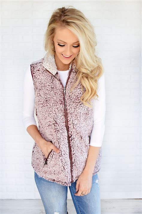 the ultimate sherpa vest ~ burgundy the pulse boutique