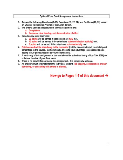 Optional Extra Credit Assignment Instructions