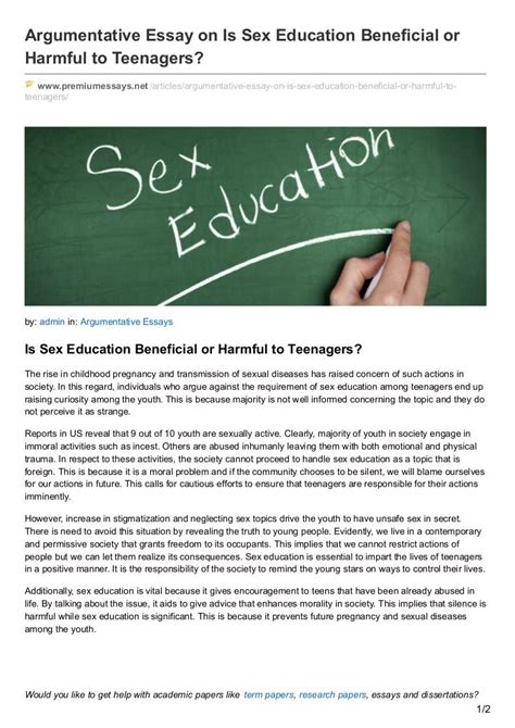 Argumentative Essay On Is Sex Education Beneficial