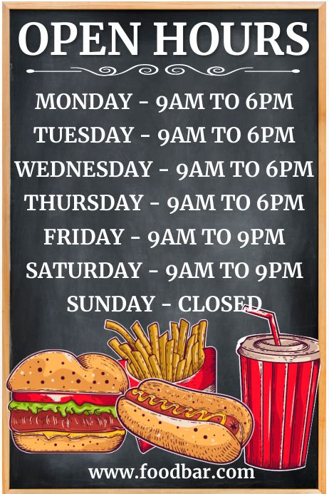 Open Hours Cafe Restaurant Poster Template Postermywall