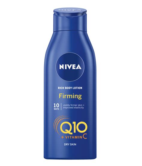 Nivea firming q10+ body lotion is a special formula developed to give women noticeably firmer and more nourished skin in 10 days. NIVEA Q10 + Vitamin C Rich Firming Body Lotion 250 ML ...