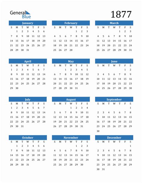 Free 1877 Calendars In Pdf Word Excel