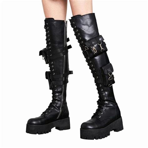 Current Obsidian Pu Vegan Boots Cosplay Boots Over The Knee Boots