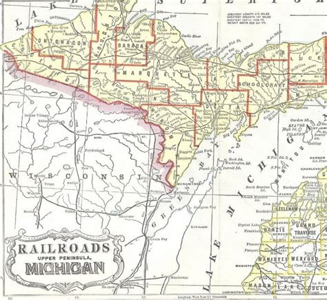 1890 Map Of Upper Michigan Railroads