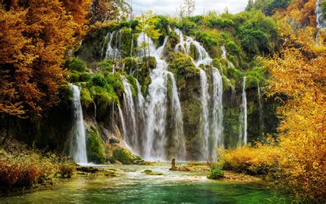 Wallpaper Waterfalls Plitvice Lakes National Park 4k