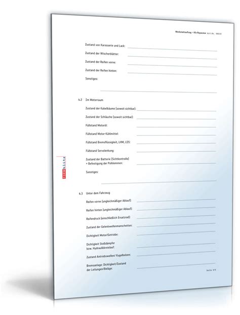 Jetzt einfach gratis herunterladen und dokumente in word und excel schnell und einfach erstellen! Werkstattauftrag Kfz-Reparatur | Muster zum Download
