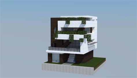 This modern mansion features a pool and a helipad. 16x16 Modern House 3, creation #5768