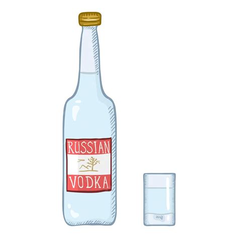Vektor Cartoon Illustration Flasche Russischen Wodka Premium Vektor
