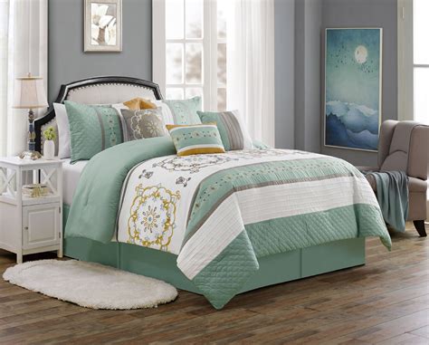 Unique Home Bash 7 Piece Collection Bed Comforter Set Floral Medallion Stripe Pattern Clearance