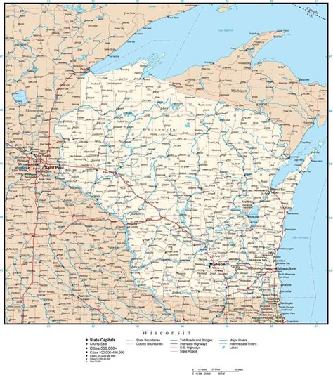 Wisconsin Counties Map With Cities