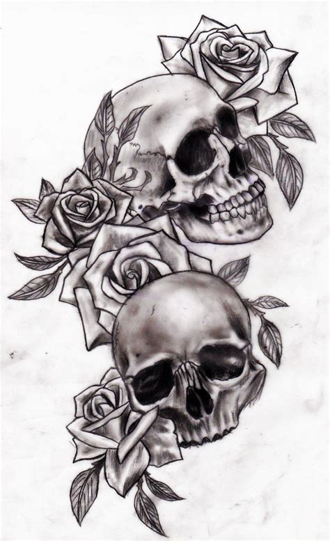 Skull And Roses By Calebslabzzzgraham On Deviantart Skull Tattoo