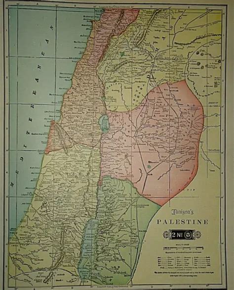 Vintage 1901 Tunison Atlas Map Palestine Judea Old And Authentic