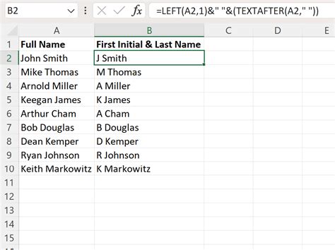 Excel How To Extract First Initial And Last Name Statology