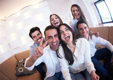Group Of Friends Taking Selfie Stock Image Image Of Adult Cheerful 61599691