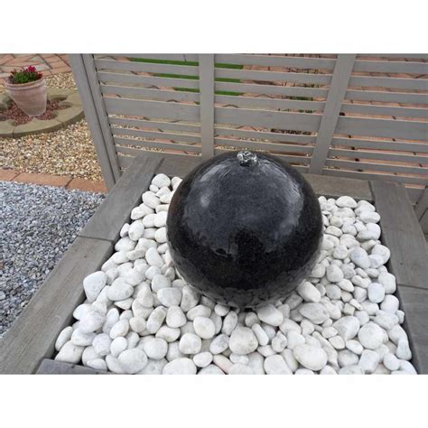 Water Feature Natural Black Granite Pre Drilled 50cm Dia Sphere Complete Water Feature Kit