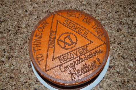 11th Sobriety Birthday bronze medallion cake. | Special occasion cakes