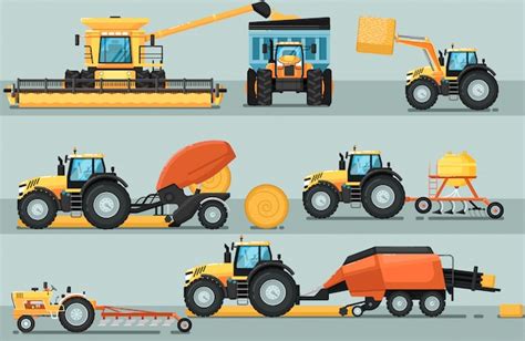 Premium Vector Modern Agricultural Vehicle Isolated Set