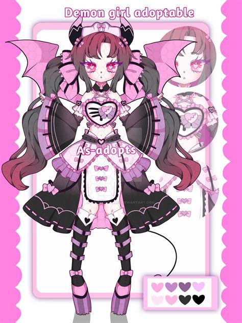 Pastel Goth Demon Girl Adoptable Closed By As Adoptables On Deviantart