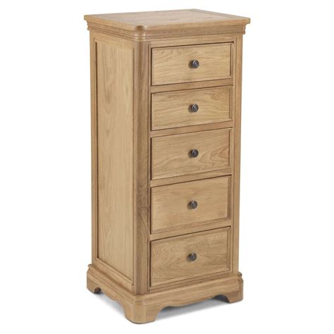 Leyburn Oak 5 Drawer Tall Chest Of Drawers Huge Discount