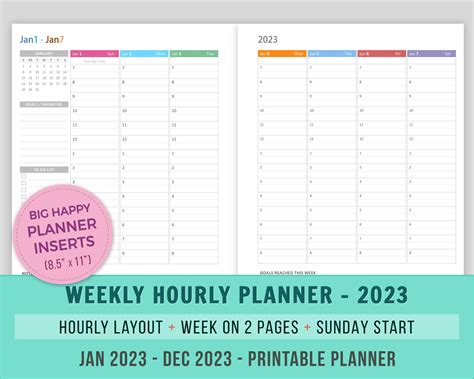 Happy Planner Hourly Layout Etsy