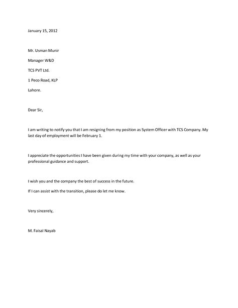 Write A Sample Letter Of Resignation Free Downloadable Resignation
