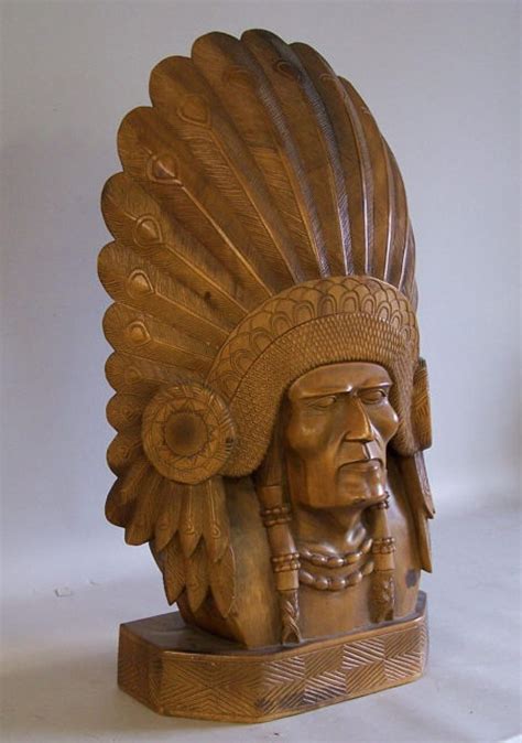 Native American Indian Chief Carved Wood Sculpture Wood Sculpture Carved Wood Sculpture