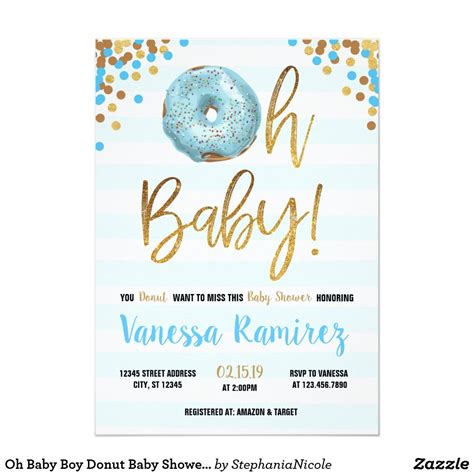 Oh Baby Boy Donut Baby Shower Sprinkle Invitation Zazzle Baby