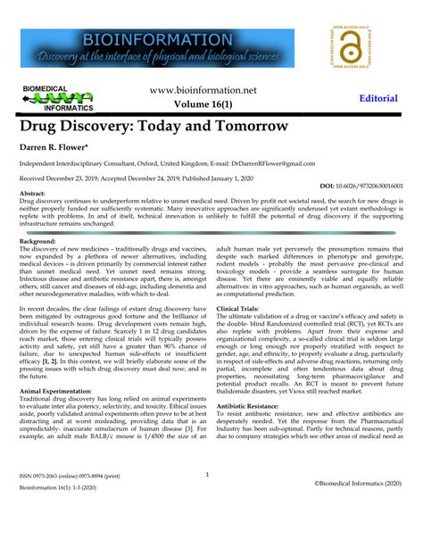 Pdf Drug Discovery Today And Tomorrow