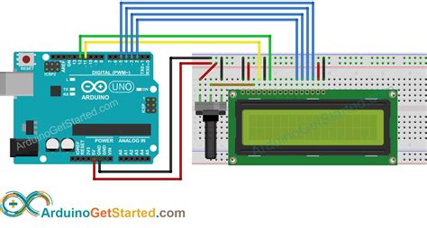 Wiring the lcd in 4 bit mode is usually preferred since it uses four less wires than 8 follow the diagram below to wire the lcd to your arduino: Arduino - LCD | Arduino Tutorial
