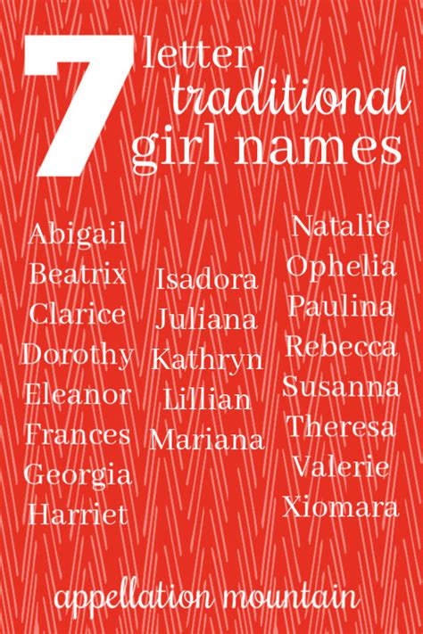A To Z Seven Letter Traditional Girl Names Appellation Mountain