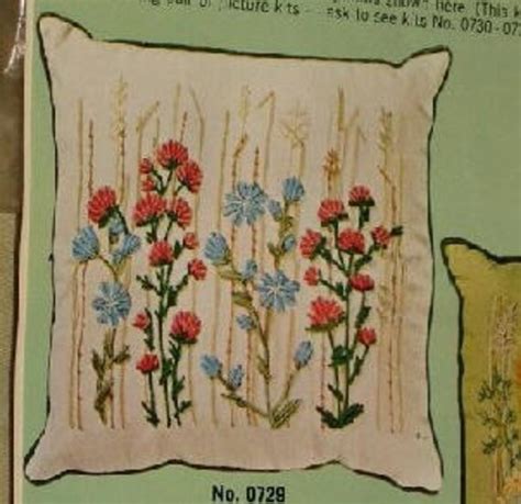 Items Similar To Vintage Paragon Crewel Embroidery Pillow Kit Flowers