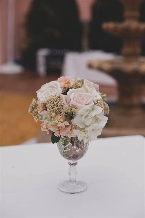 Pink Rose And White Hydrangea Centerpiece Elizabeth Anne Designs The