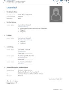 Gibt es hierfür ein formular oder einen mustervertrag ? Eine Probe von Positiv Tabellarischer Lebenslauf Muster ...