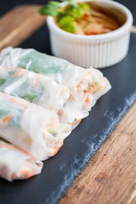Thai Chicken Spring Rolls With Spicy Peanut Sauce Perrys Plate