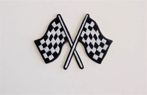 Racing Checkered Flag Embroidered Patch Iron On Etsy