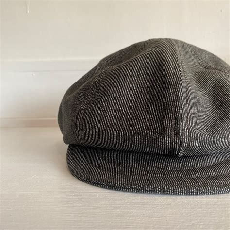 Signal Garments Original “newsboy Cap” Black Moleskin Stripe Signal