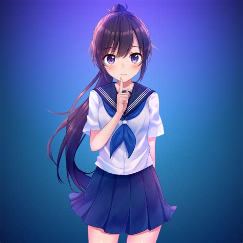 2048x2048 Anime Girl In School Uniform 4k Ipad Air Hd 4k