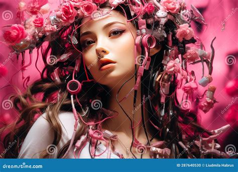 3d Illustration Of A Beautiful Woman With Flowers In Her Hair Stock Illustration Illustration