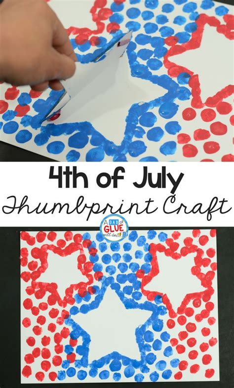 4th Of July Patriotic Stars Thumbprint Craft Fourth Of July Crafts