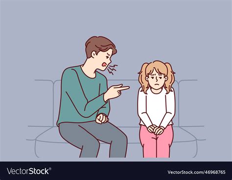 Father Scolding Teenage Daughter Because Of Bad Vector Image