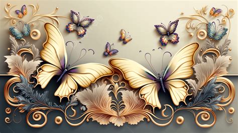 Butterfly Golden Background Butterfly Background Golden Butterfly