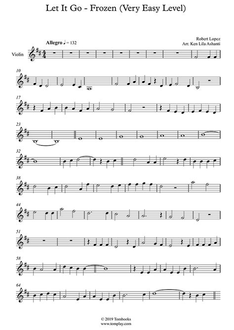 Let It Go Frozen Very Easy Level Menzel Violin Sheet Music