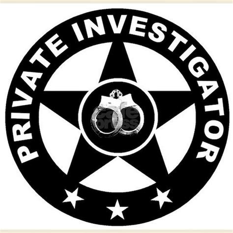 White Private Investigator Logo Light T Shirt Private Investigator Logo