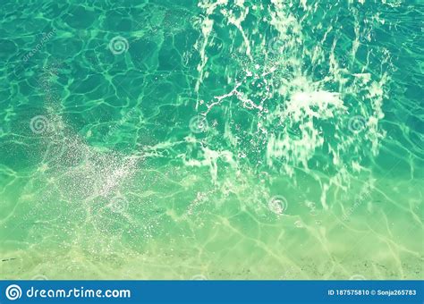 Blue Green Sea Water With Wave Splash Texture Marine Blue Template