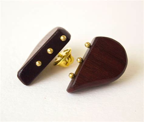 Handmade Wooden Lapel Pins Heart Of Two Pins Set Of Brown Etsy